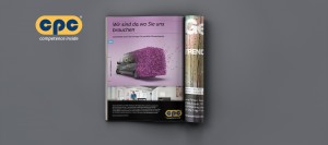 Im neuen Coprorate-Design: Anzeige cpc ColorMobil, ColorLounge, Trendfarben